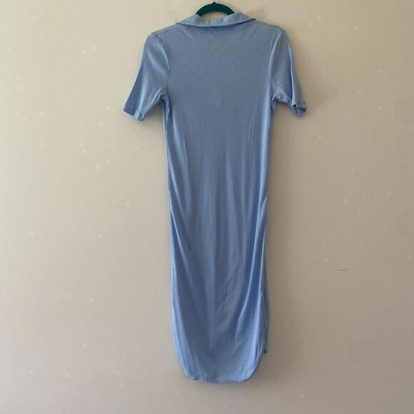Helmut lang light blue short sleeve ribbed mini dress - Picture 4 of 9